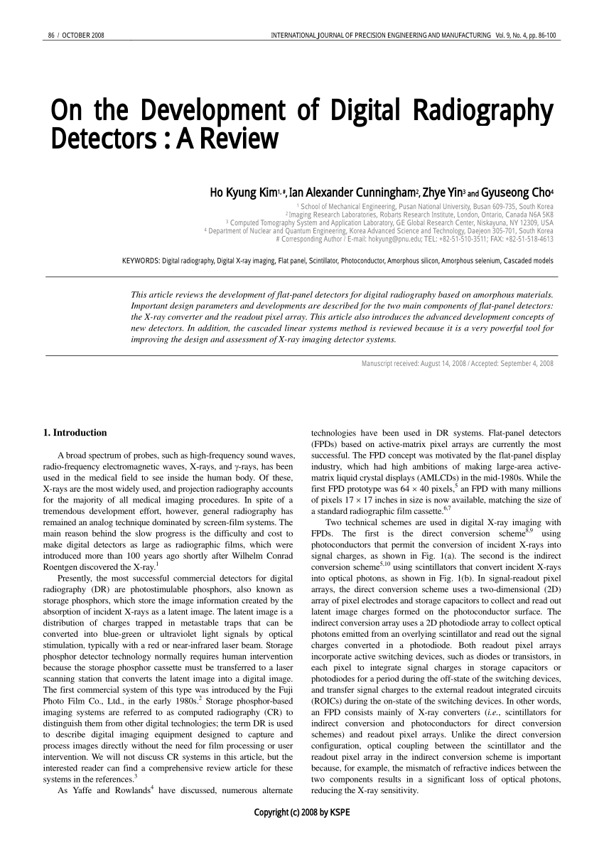 PDF] Evaluation of cassette‐based digital radiography detectors