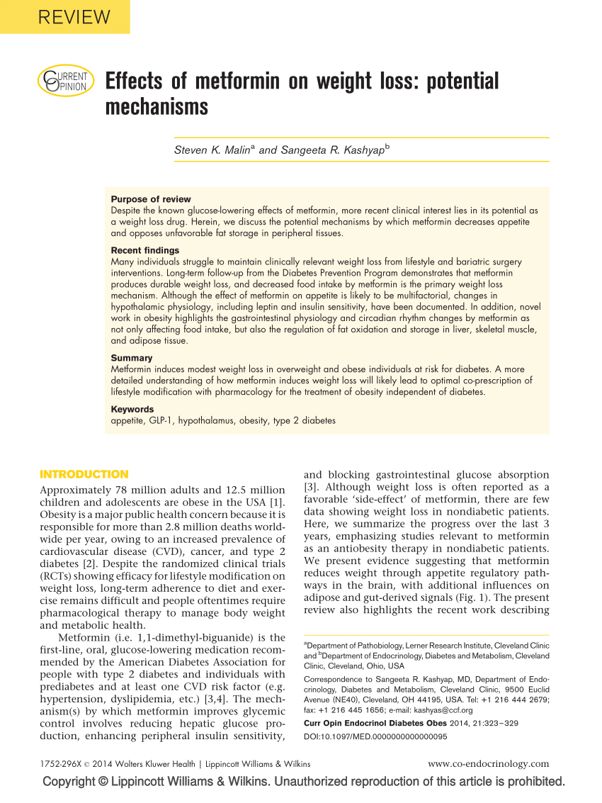 (PDF) Effects of metformin on weight loss
