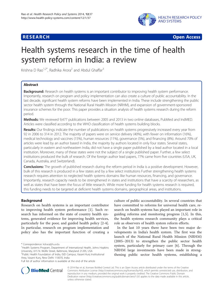 health system research paper