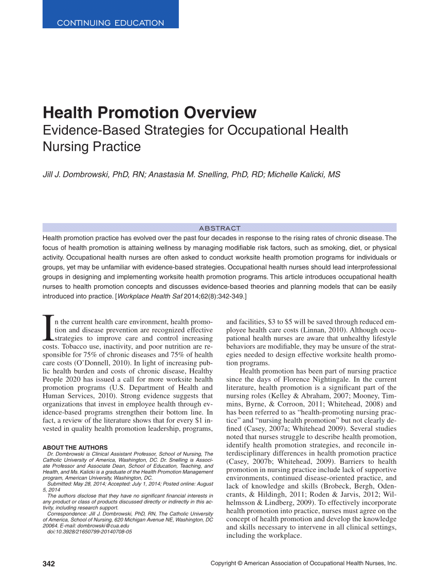 health promotion research paper