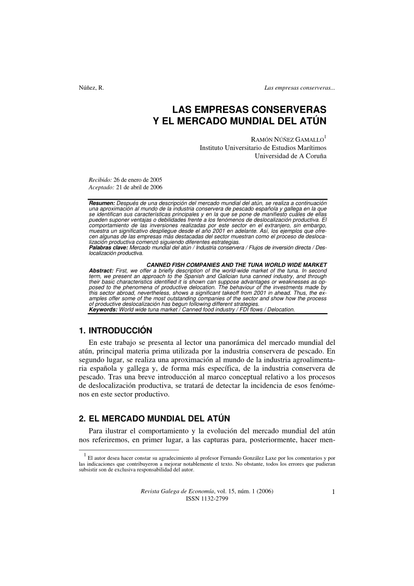 Pdf Las Empresas Conserveras Y El Mercado Mundial Del Atun