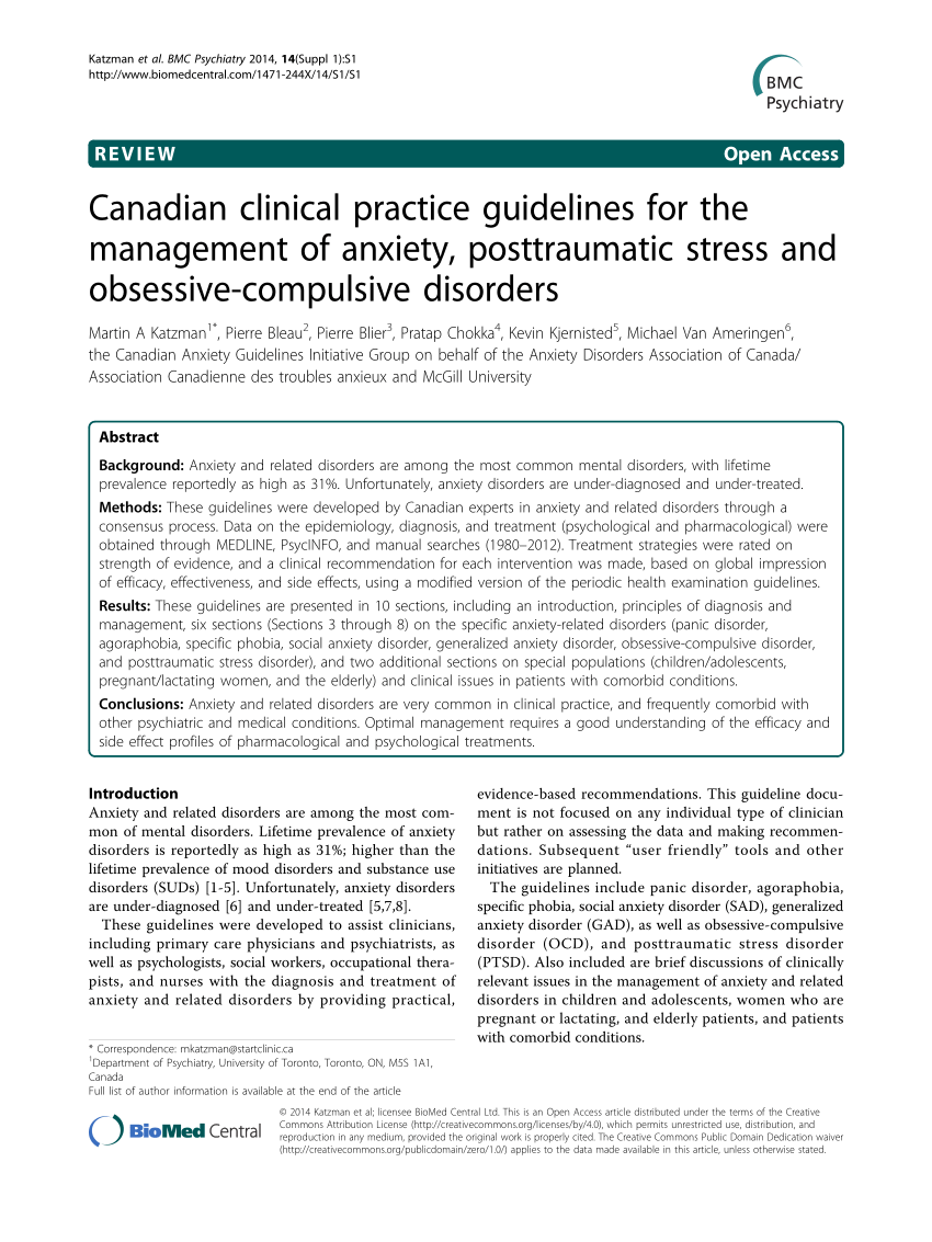 (PDF) Canadian clinical practice guidelines for the management of