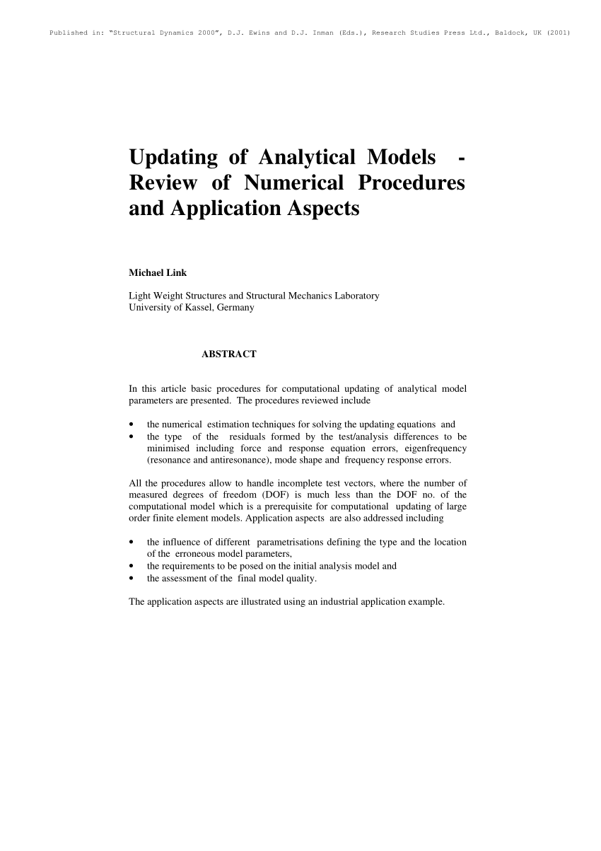 Applications Of Analytical Models