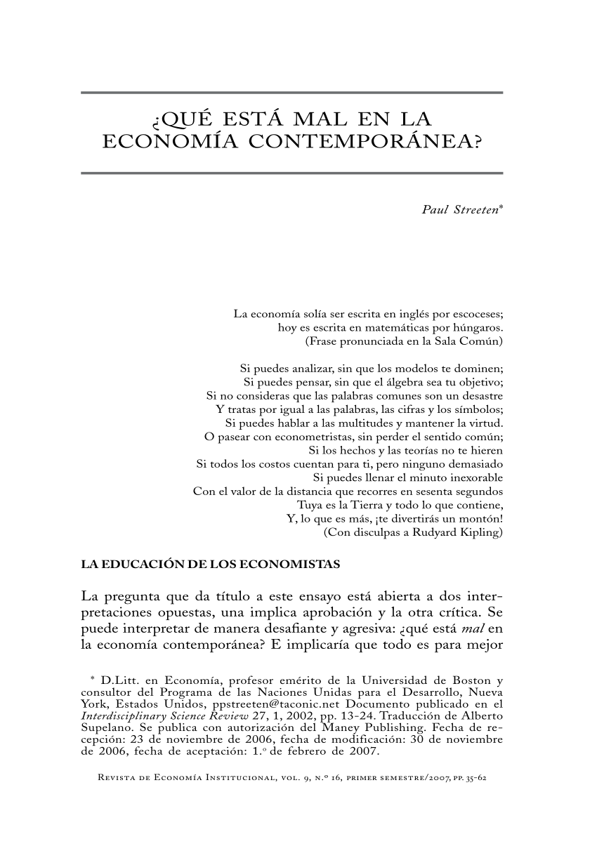 Pdf Que Esta Mal En La Economia Contemporanea