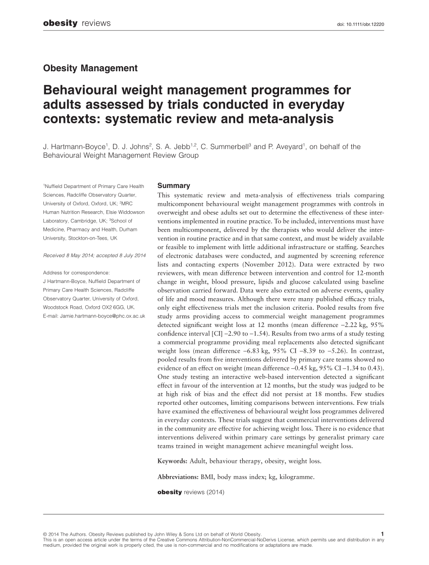 weight management systematic literature review