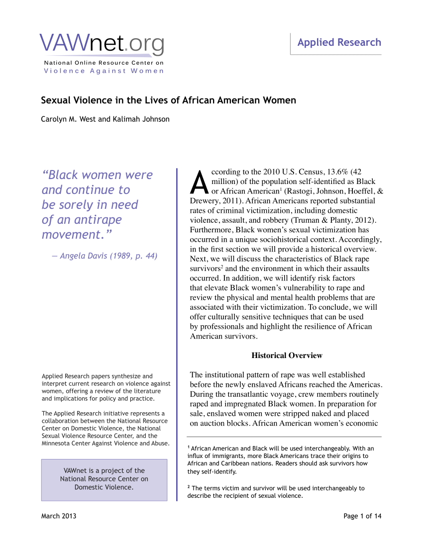 PDF) Sexual Violence in the Lives of African American Women pic