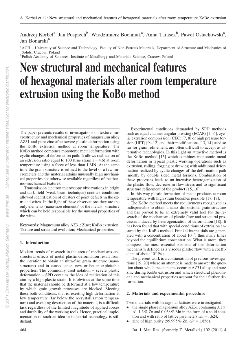 Pdf New Structural And Mechanical Features Of Hexagonal Materials