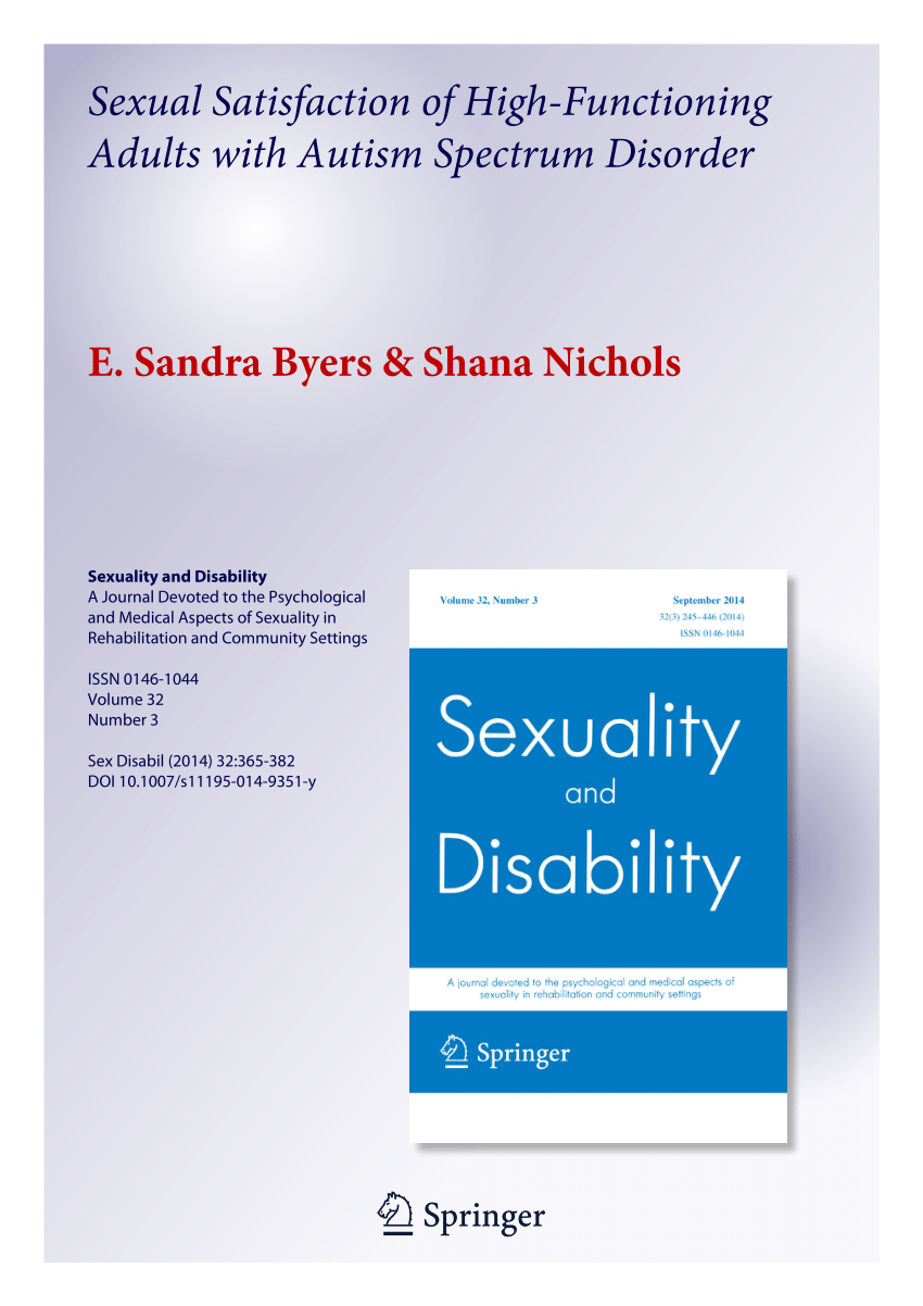 Pdf Sexual Satisfaction Of High Functioning Adults With Autism Spectrum Disorder 8099