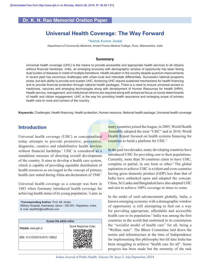 research paper on universal health care