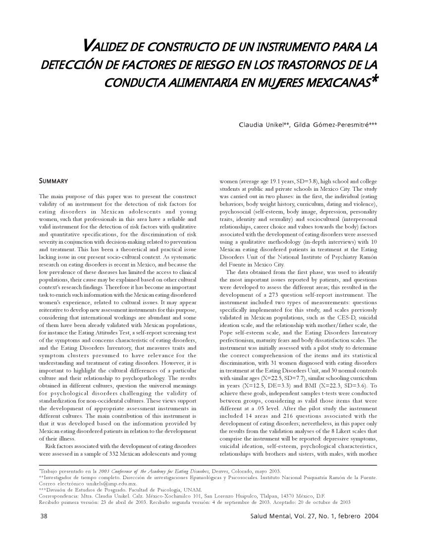 PDF Validez de constructo de un instrumento para la detección de  