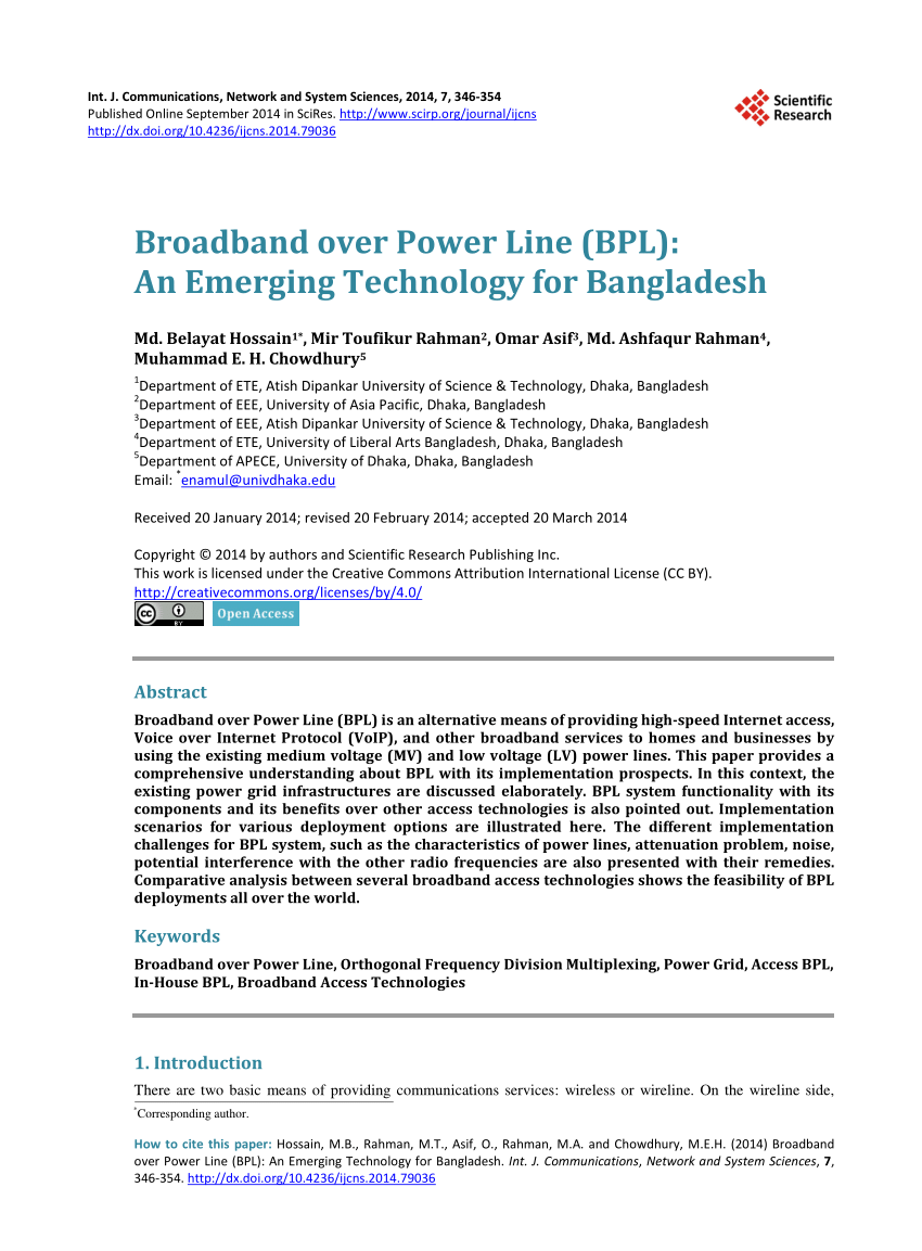 Broadband over Power Line (BPL): An Emerging Technology for Bangladesh