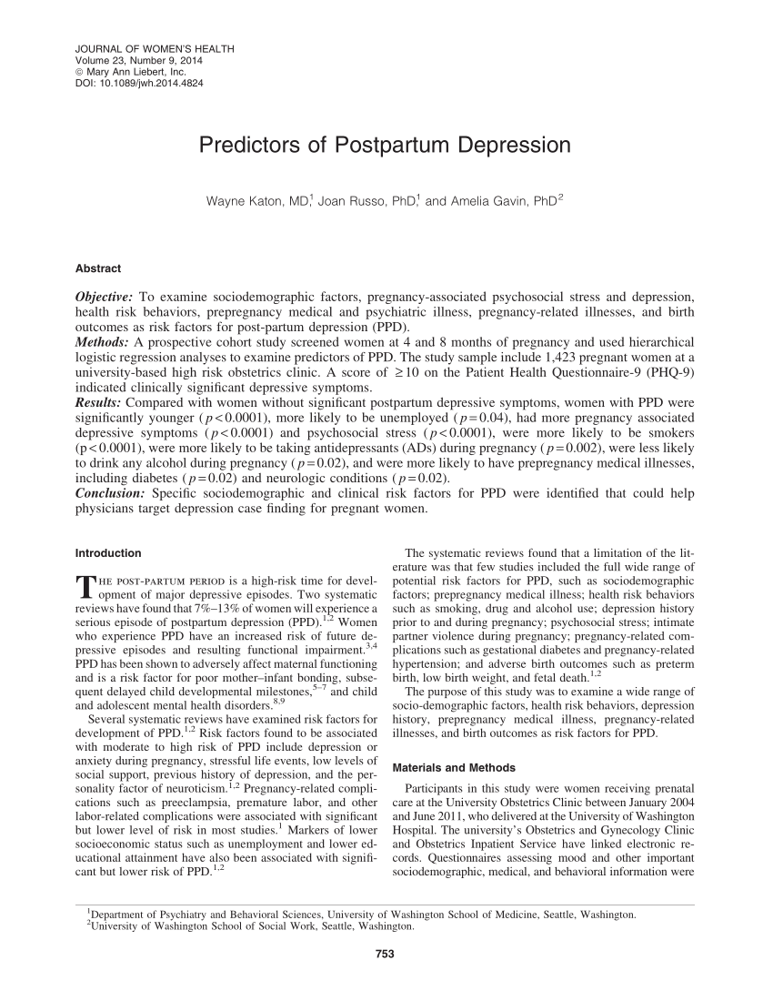postpartum depression research paper pdf