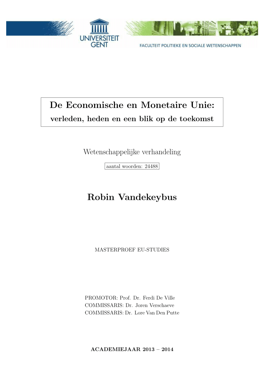Ongebruikt PDF) De Economische en Monetaire Unie: verleden, heden en toekomst. PZ-23