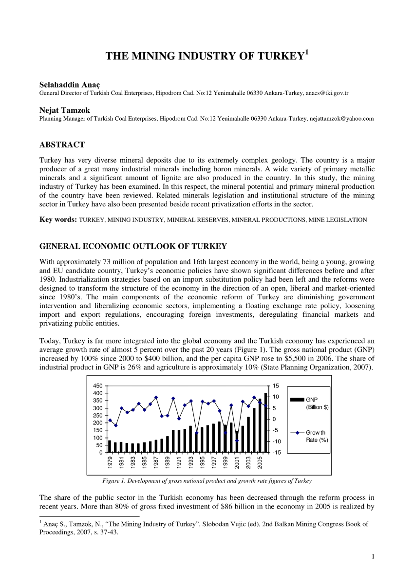 Pdf The Mining Industry Of Turkey