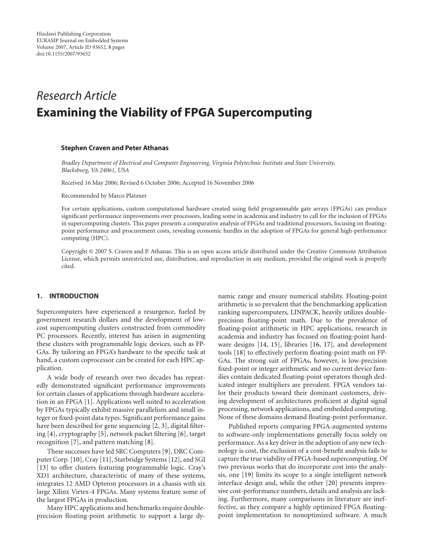 Pdf Examining The Viability Of Fpga Supercomputing