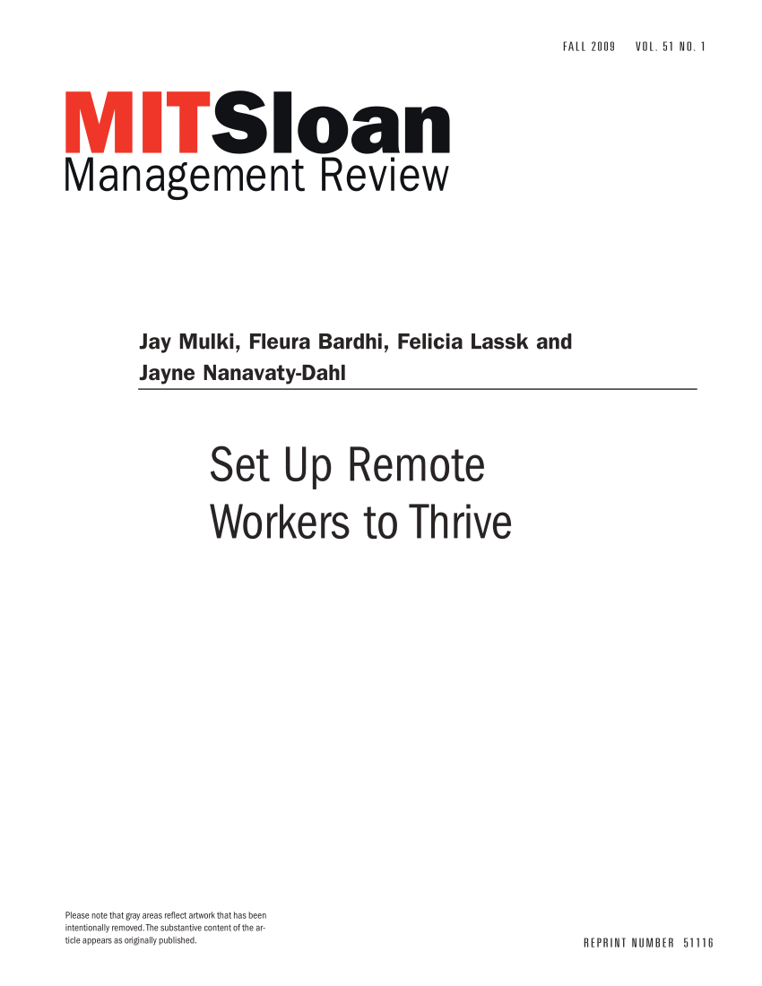 PDF) Set Up Remote Workers to Thrive