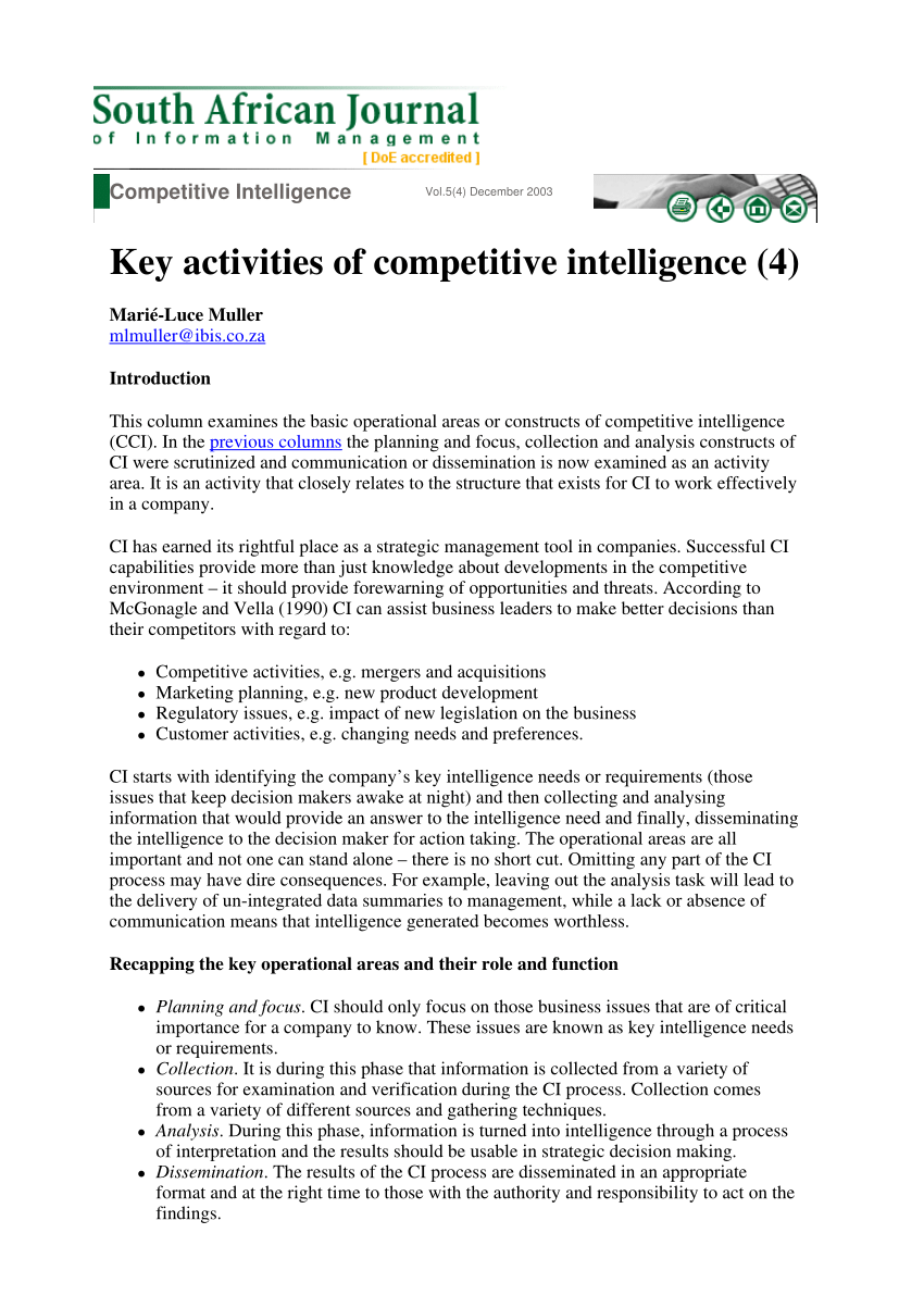 competitive intelligence research paper