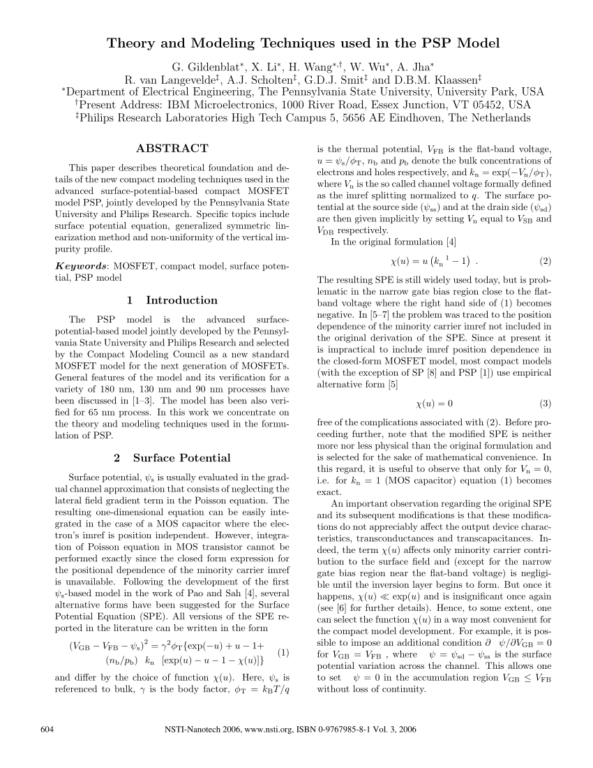 Pdf Theory And Modeling Techniques Used In The Psp Model