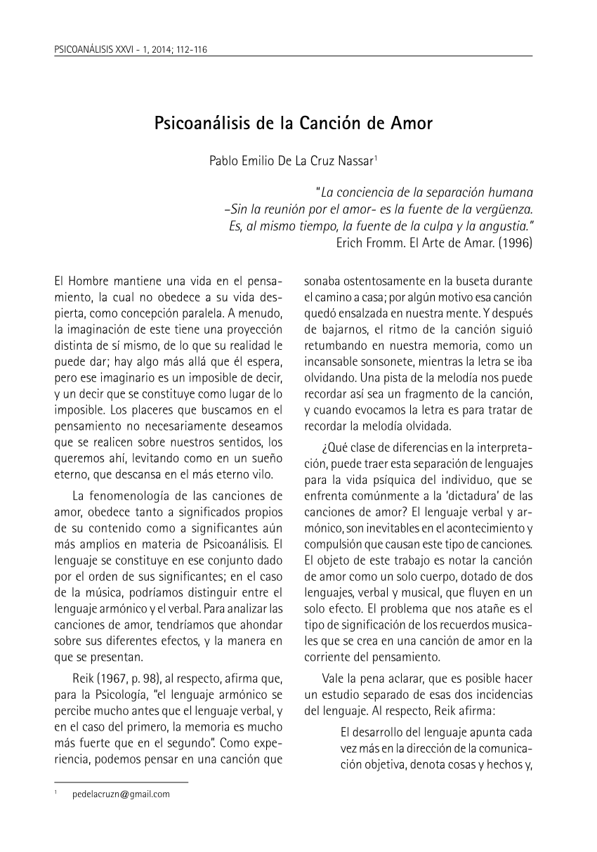 Pdf Psicoanálisis De La Canción De Amor - 