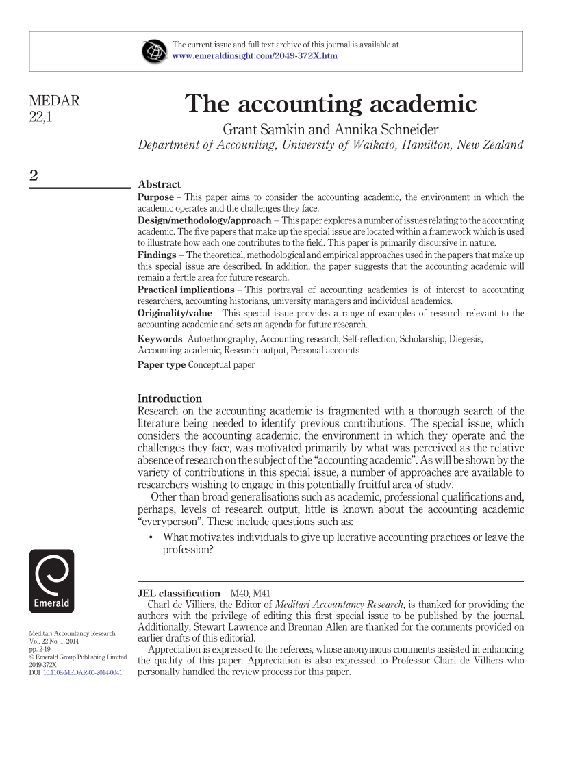 research article about accounting