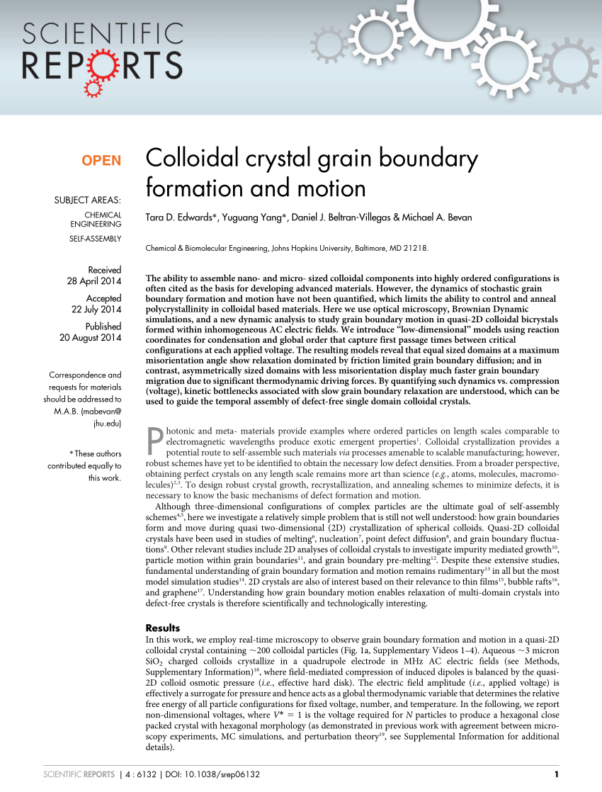 Pdf Colloidal Crystal Grain Boundary Formation And Motion