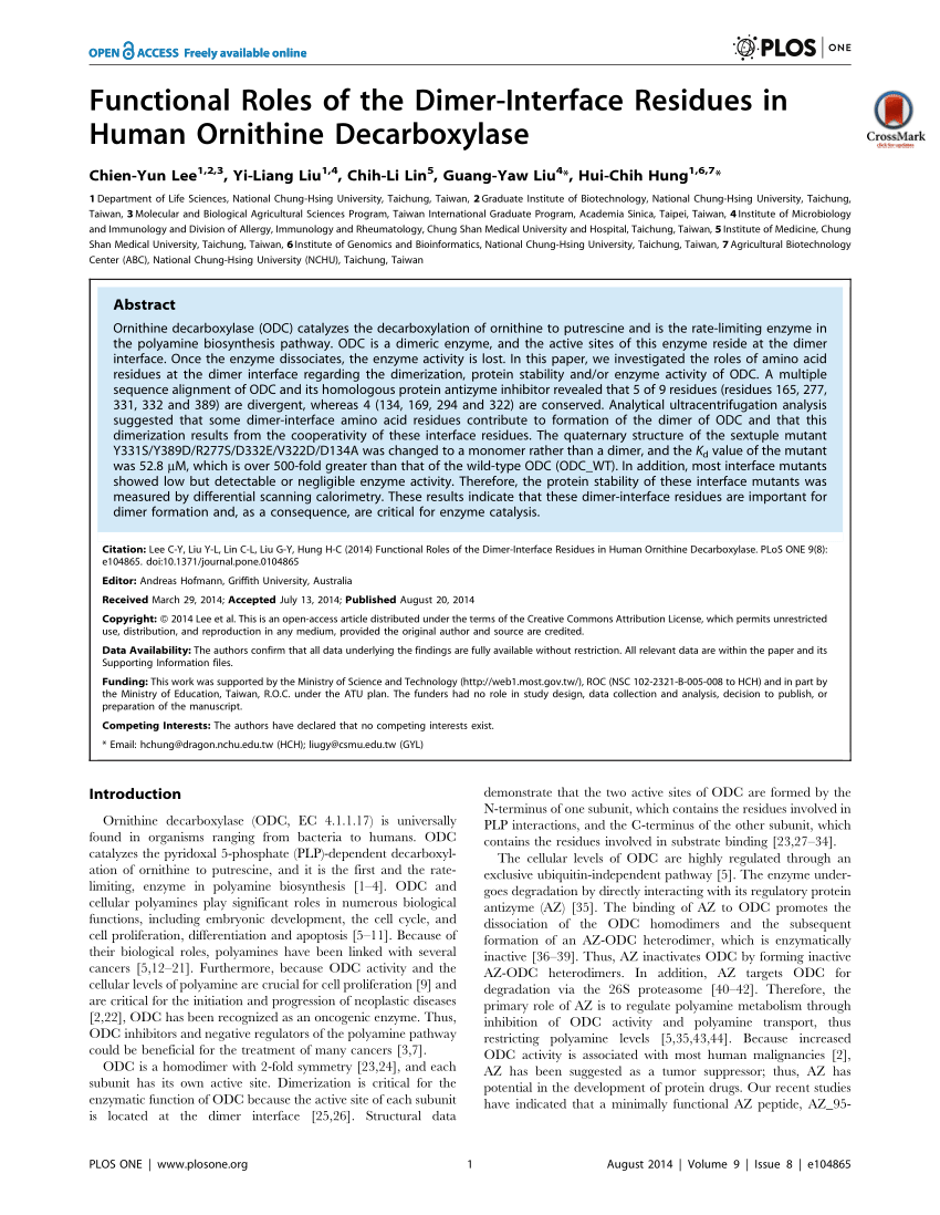 Structure and Enzymatic Activity of an Intellectual Disability-Associated  Ornithine Decarboxylase Variant, G84R