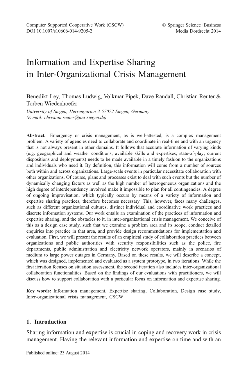 organizational crisis management research paper