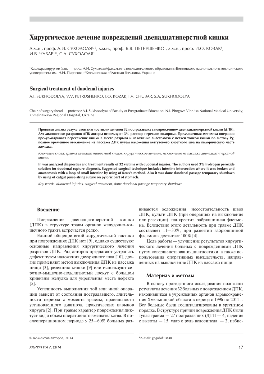 PDF) [Surgical treatment of duodenal injuries.]