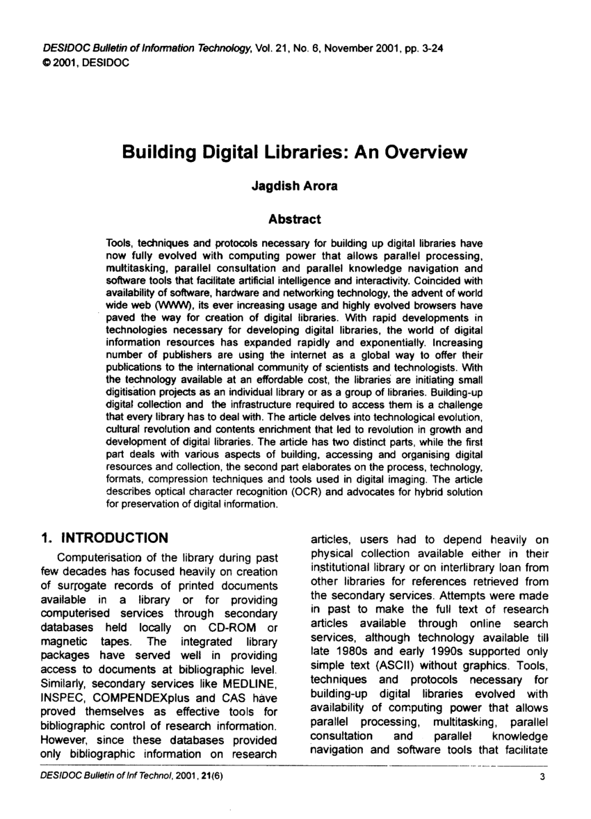research paper on digital library pdf