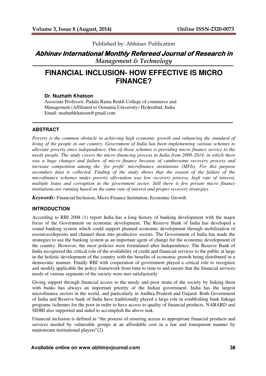 research proposal on financial inclusion