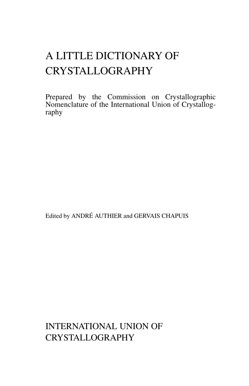 pdf) a little dictionary of crystallography
