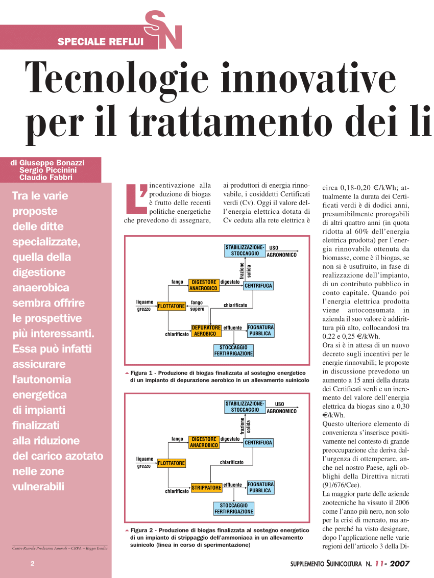 PDF) Tecnologie innovative per il trattamento dei liquami