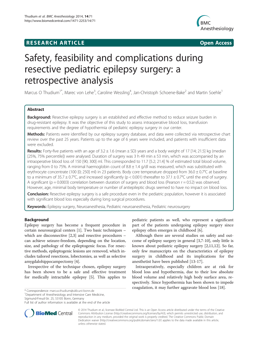 PDF) Safety, feasibility and complications during resective ...