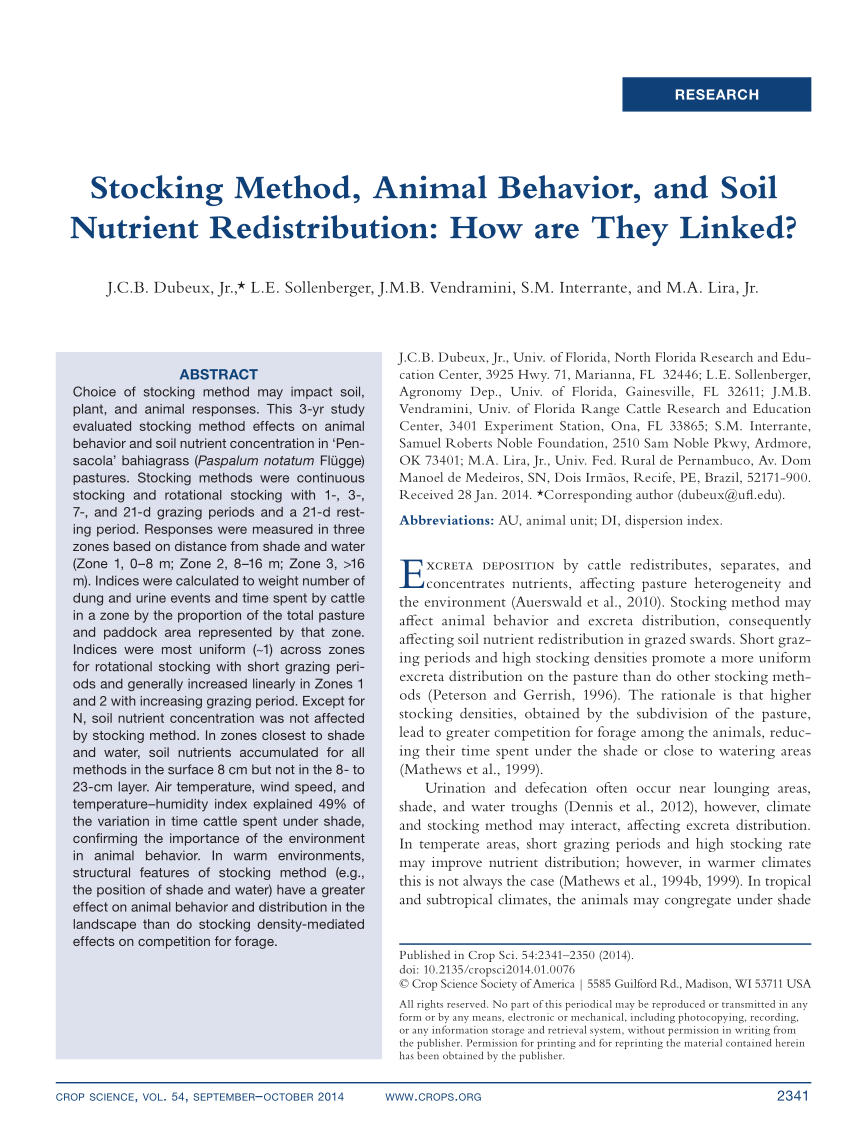 PDF) Stocking Method, Animal Behavior, and Soil Nutrient Redistribution:  How are They Linked?