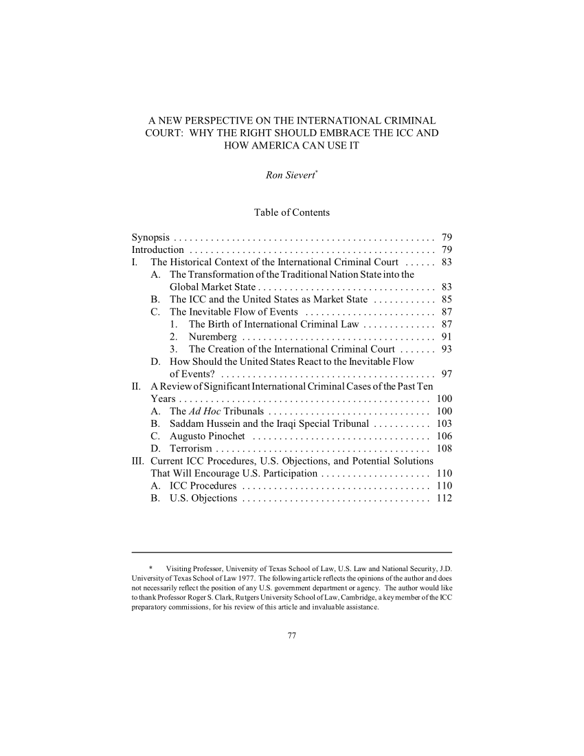 Pdf A New Perspective On The International Criminal Court Why The Right Should Embrace The Icc And How America Can Use It