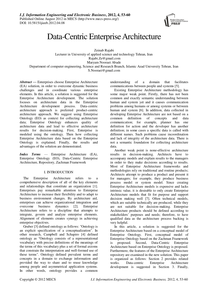 Pdf Data Centric Enterprise Architecture