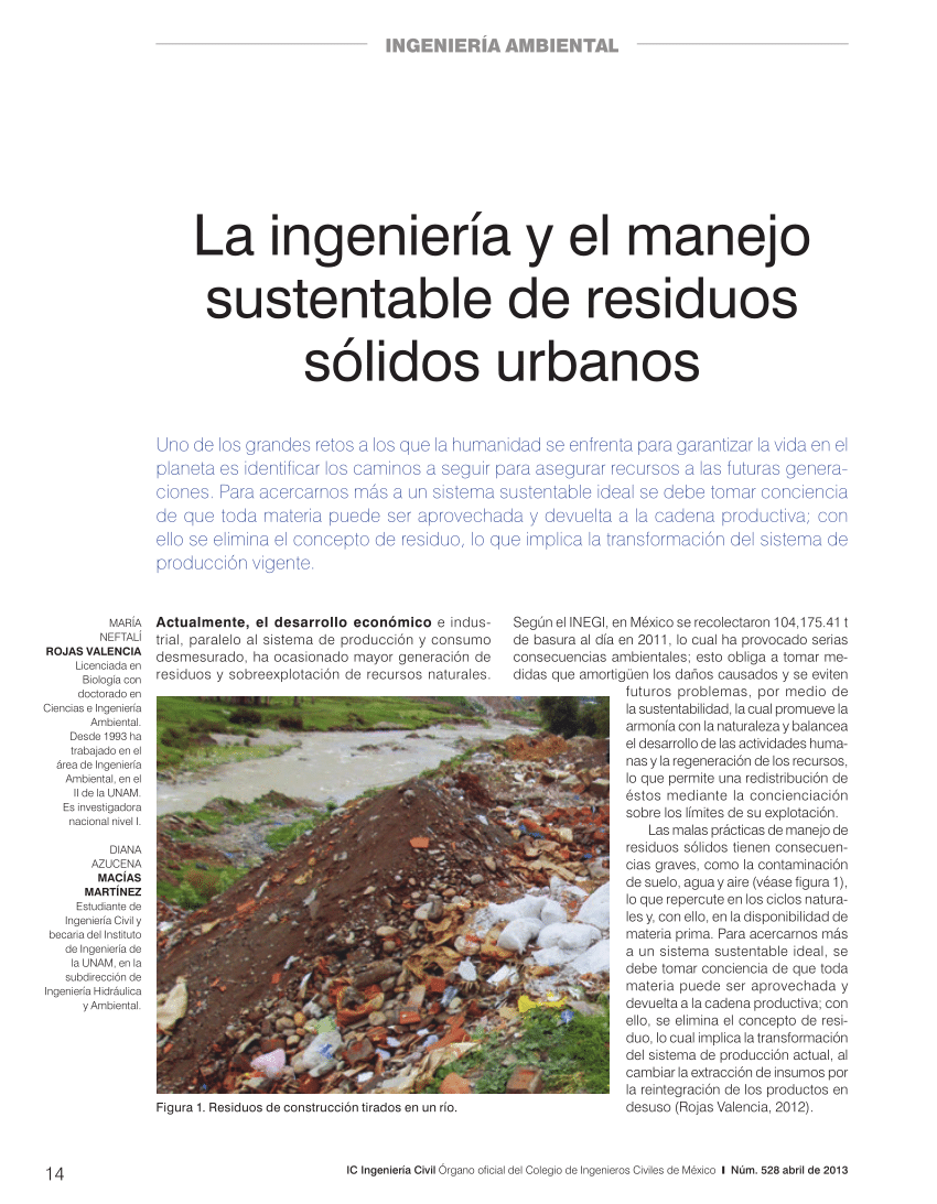 Pdf La Ingenieria Y El Manejo Sustentable De Residuos Solidos Urbanos