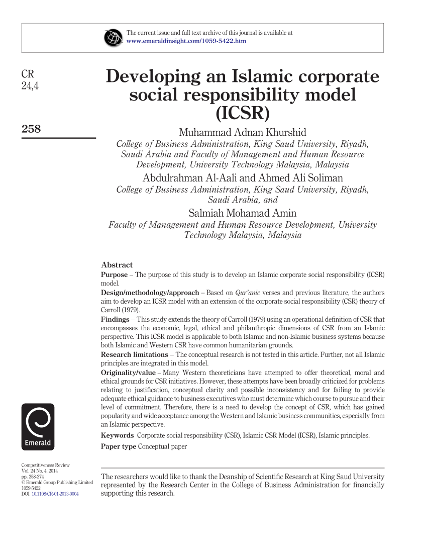 ★ Contoh review jurnal mengenai islamic corporate social responsibility