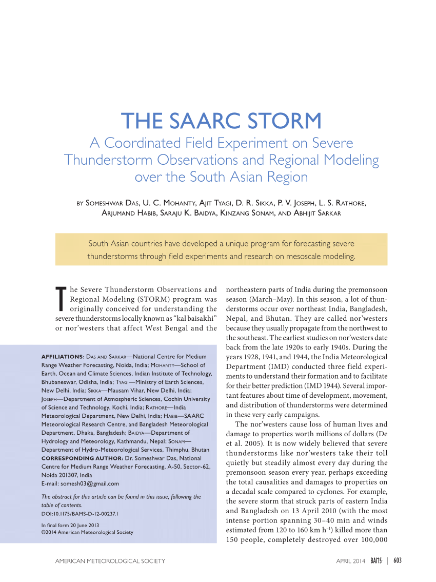 PDF The SAARC Storm