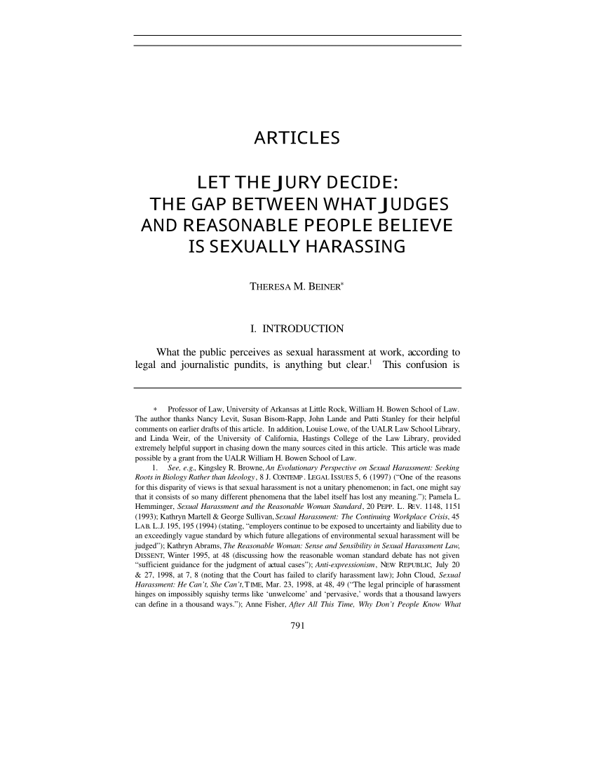 Pdf Let The Jury Decide The Gap Between What Judges And Reasonable People Believe Is Sexually 3207