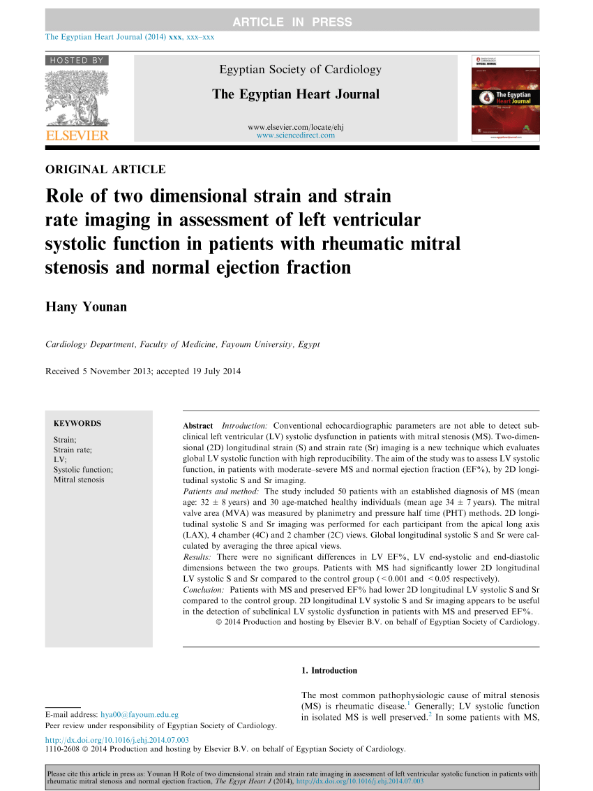 (PDF) Role of two dimensional strain and strain rate imaging in assessment of left ventricular ...