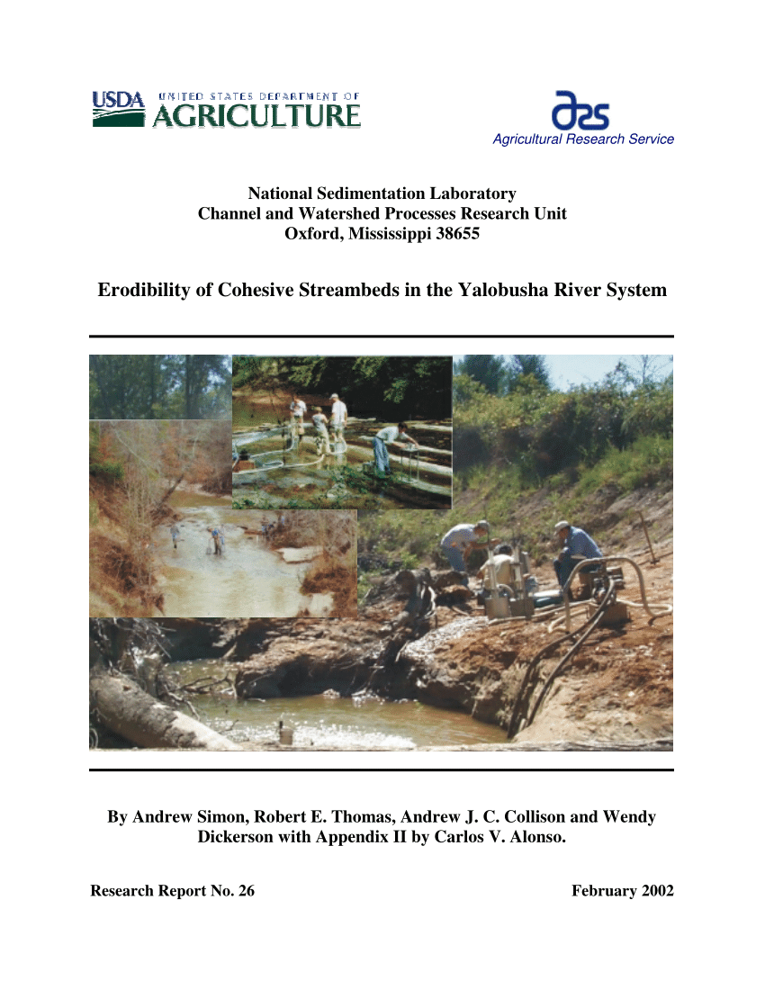 PDF) Erodibility of Cohesive Streambeds in the Yalobusha River System