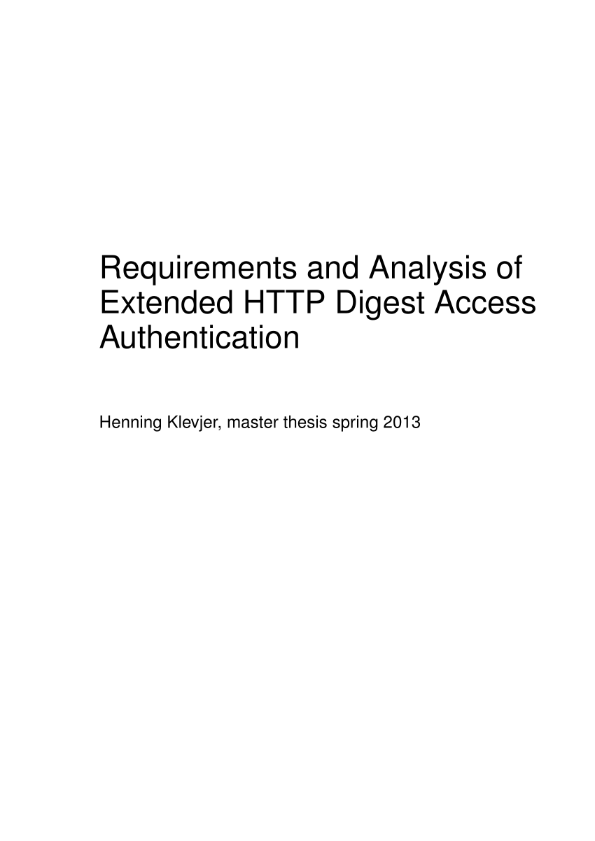 Pdf Requirements And Analysis Of Extended Http Digest Access