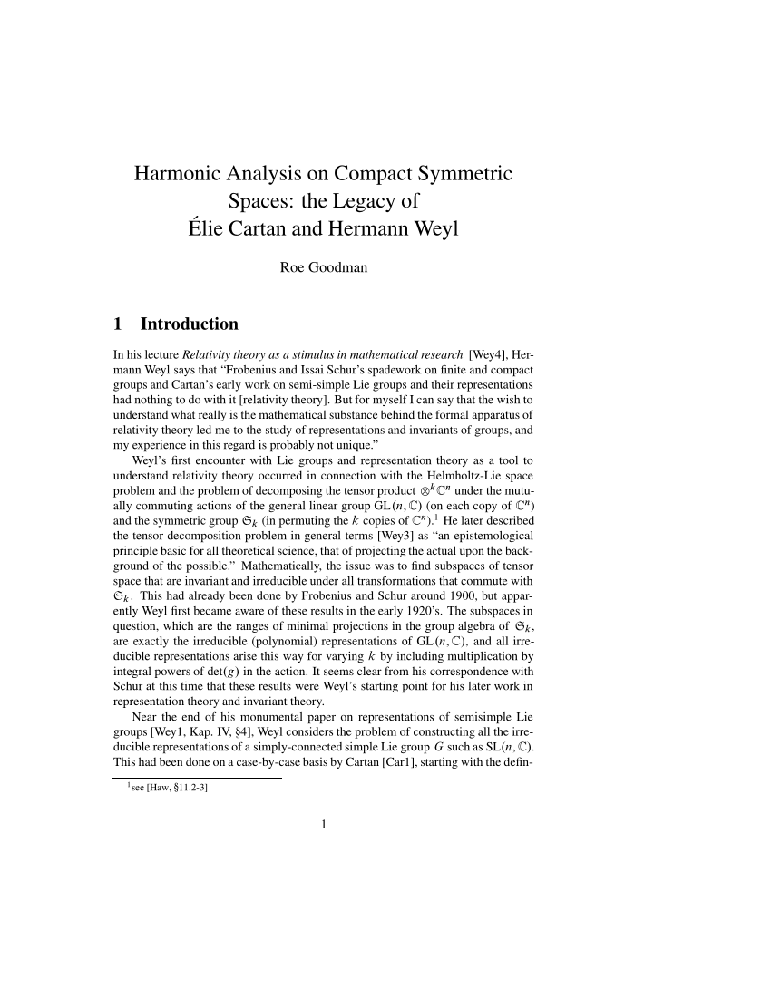 PDF) Harmonic Analysis on Compact Symmetric Spaces: the Legacy o