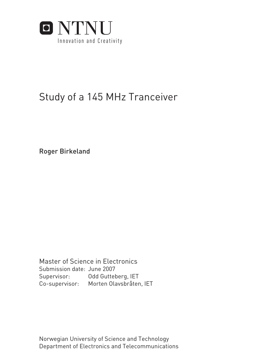 PDF) Study of a 145 MHz Tranceiver