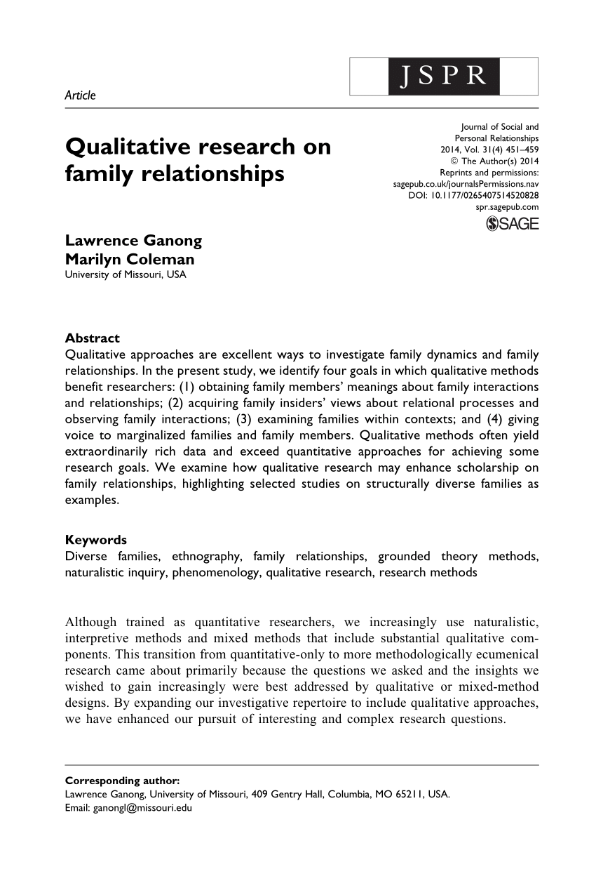 Research paper on family