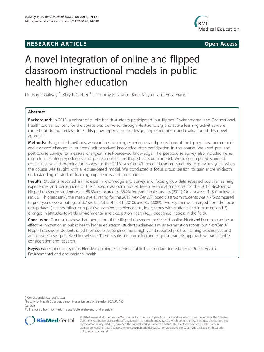 Pdf A Novel Integration Of Online And Flipped Classroom