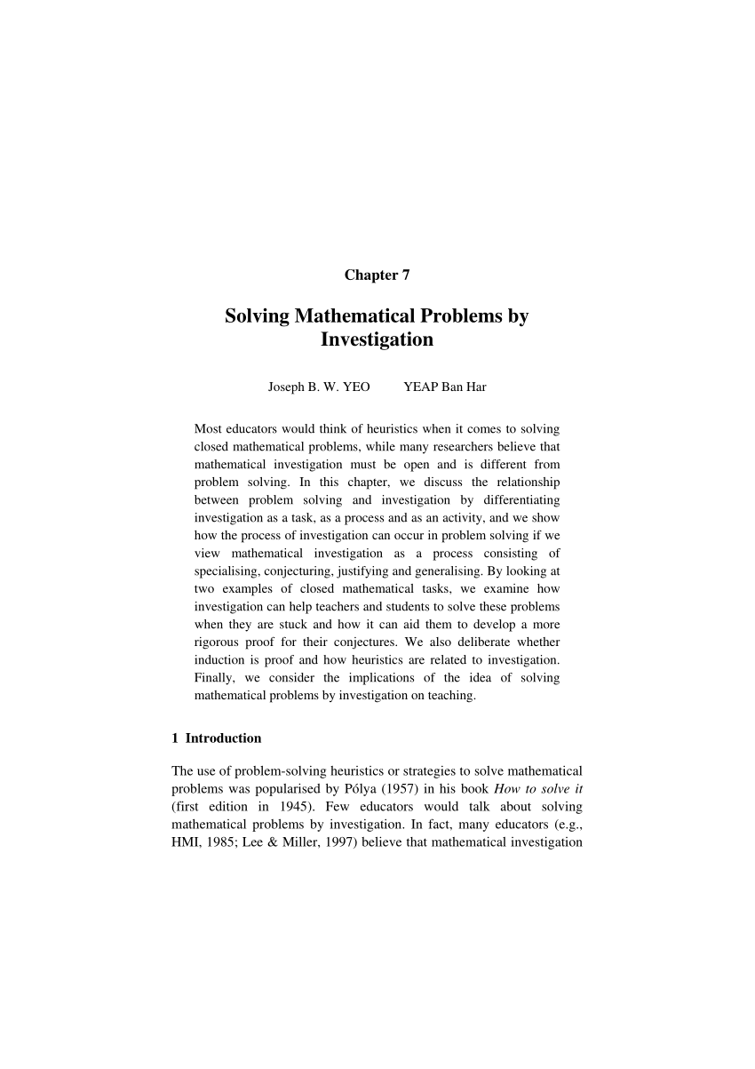 research papers on mathematical problems