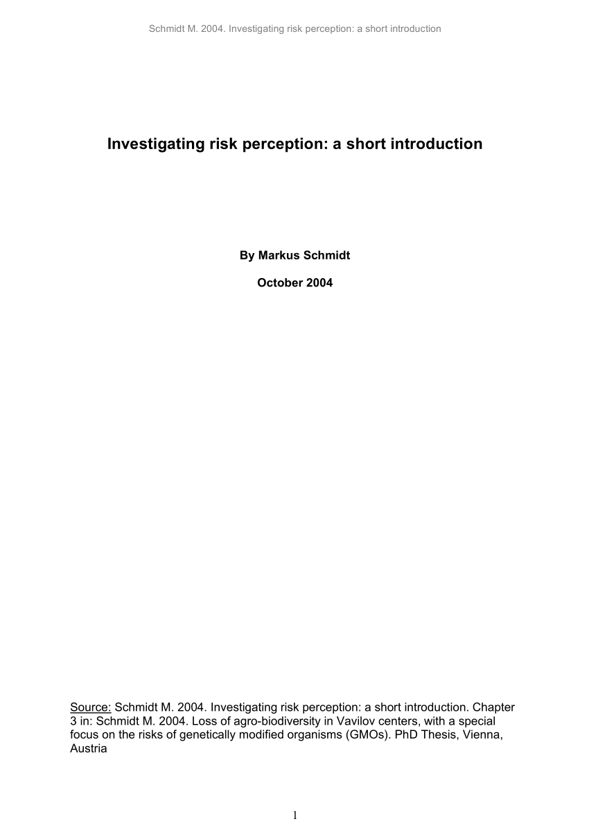 PDF) Investigating risk perception: a short introduction