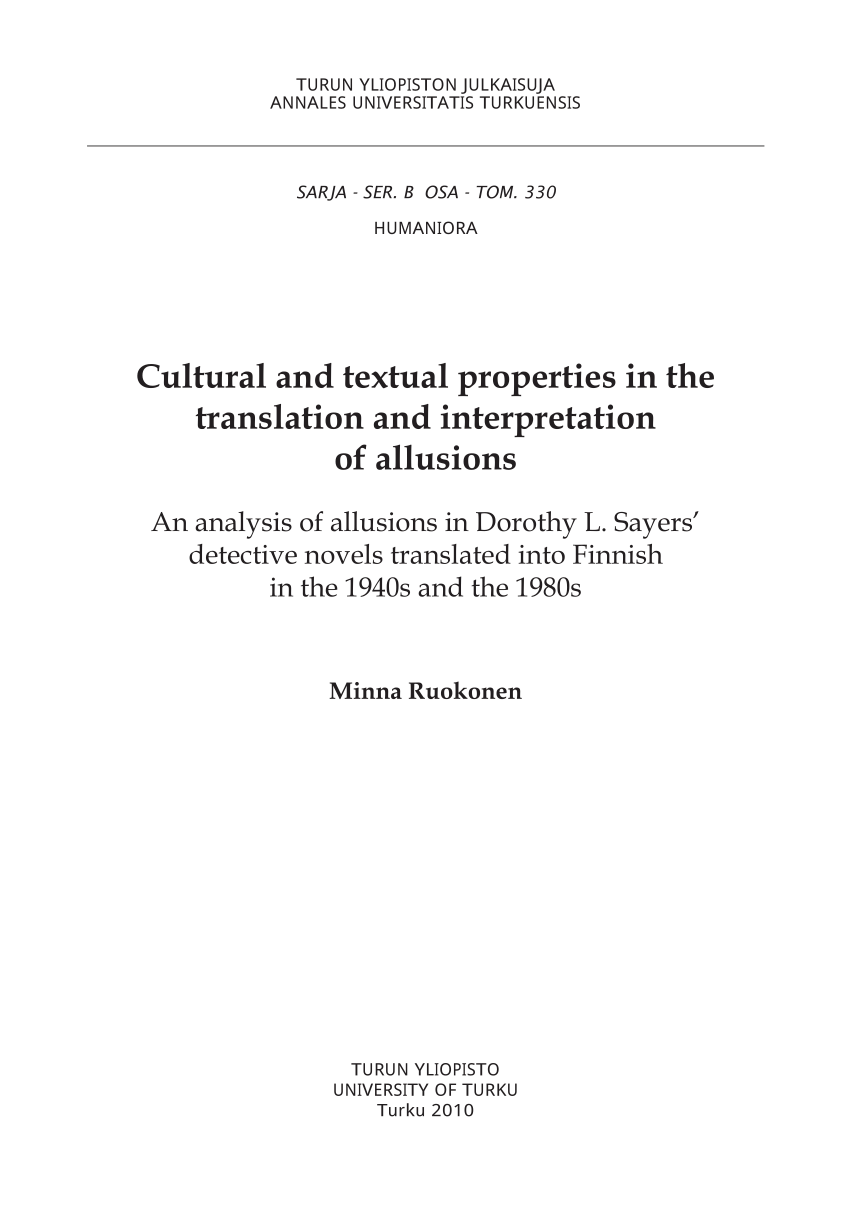 PDF Analysing Translated Allusions Exploring a Statistical Approach